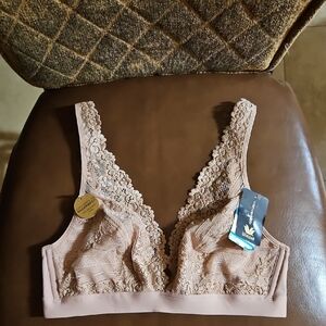 Wacoal Embrace Lace Wire Free Bralette Bra Unlined Convertible Tan Floral NWT